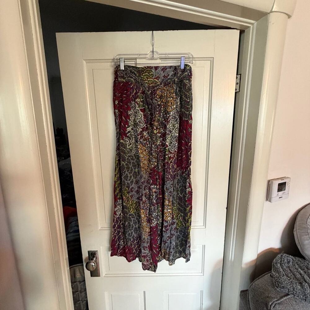 Dragonfly Paisley Print Wide Leg Pants Size S/M